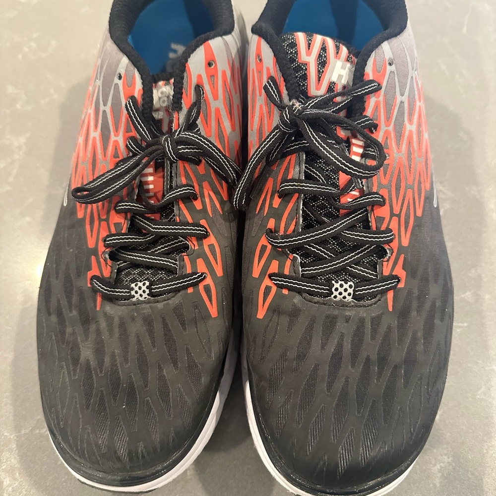 Hoka One One Black and Red Athletic Shoes